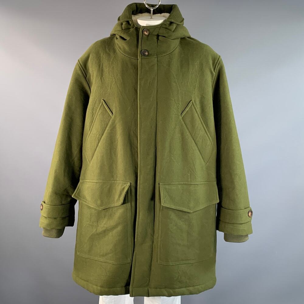 AMI by ALEXANDRE MATTIUSSI Size XXL Green Cotton Parka Coat